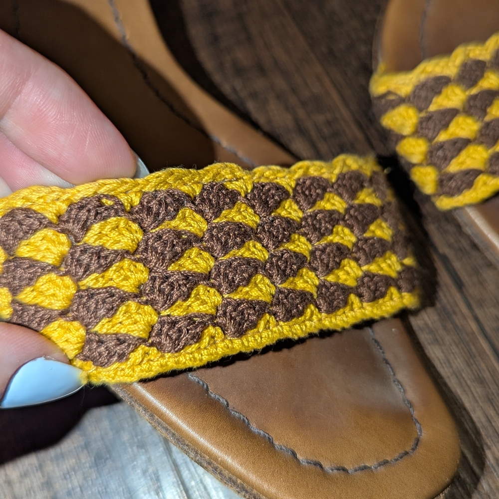 Prada Brown and Yellow Woven Sandals - Picture 4 of 9
